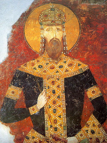 The fresco of king Milutin, Bogorodica Ljeviška (Our Lady of Ljevish), Kosovo and Metohia, Serbia